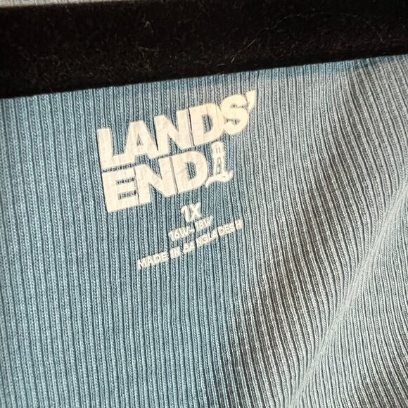 Lands End Shirt Womens 1X Blue Short Sleeve Tshirt Square Neck Plus Size Stretch - Picture 7 of 8
